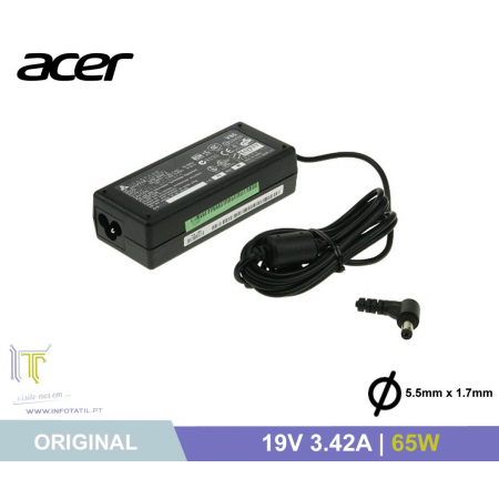 Carregador Original Acer 19V 3.42A 65W (5.5*1.7mm) - AP.06501.006