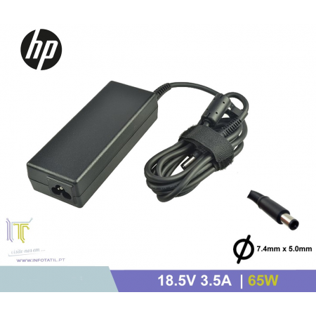 Carregador Compatível HP 18.5V 3.5A 65W (7.4*5.0mm) - 391172-001