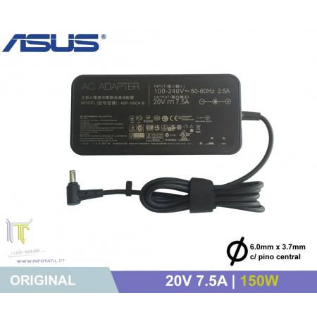 Carregador Original Asus 20V 7.5A 150W (6.0*3.7mm c/ pino central) - 0A001-00081800