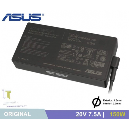 Carregador Original Asus 20V 7.5A 150W (4.5mm*3.0mm c/ pino central) - 0A001-00081900