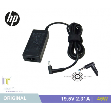 Carregador HP 19.5V 2.31A 45W (4.5*3.0mm) Refurbished - 741727-001 Recondicionado