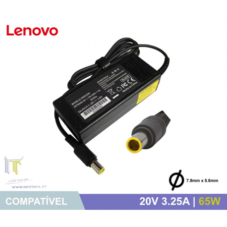 Carregador Compatível Lenovo 20V 3.25A 65W (7.9*5.5mm Pino Interno) - 92P1160