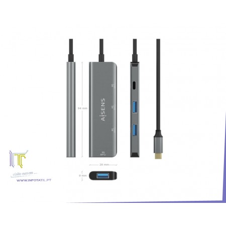 Hub USB Tipo-C Aisens A109-0762/ 3xUSB/ 1xUSB Tipo-C - A109-0762