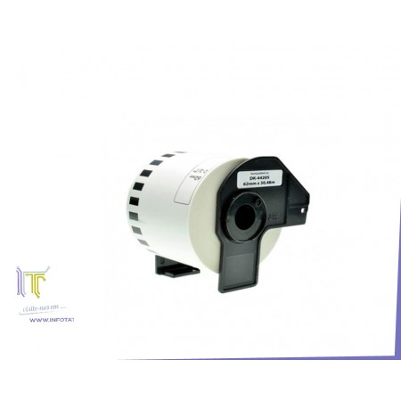 Etiquetas Compatível, Brother DK44205 62mm x 30.48m rolo Branco, Removível - DK44205-C