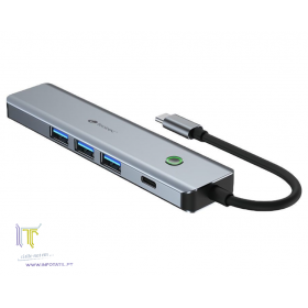 CoolBox Leotec Docking Station USB-C de 5 Portas LEDS05 | Hub Multiportas HDMI 4K e USB-A Cinzento