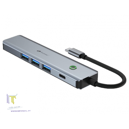 CoolBox Leotec Docking Station USB-C de 5 Portas LEDS05 | Hub Multiportas HDMI 4K e USB-A Cinzento