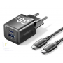 Vention Carregador de Parede GaN USB-C 30W - Cable USB-C 1m