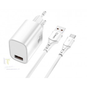 Qcharx Artemisia Carregador 3A 18W 1 Porto USB + Cabo USB a Tipo C branco (1m)